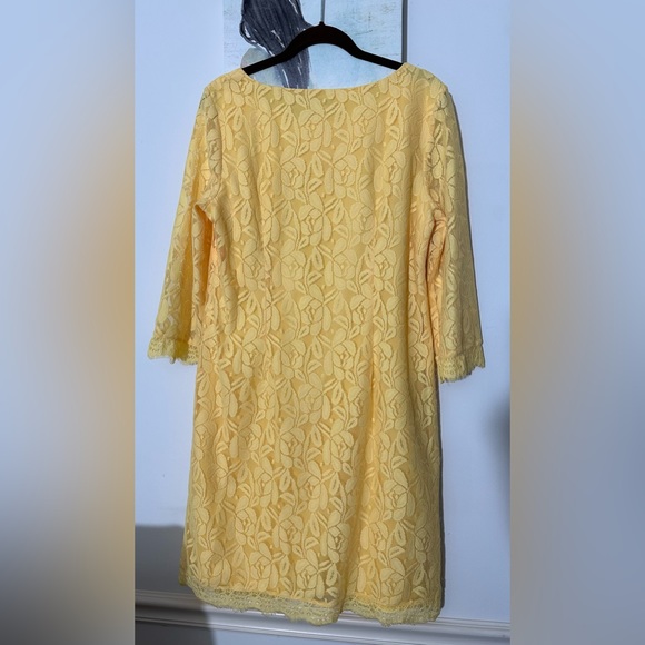 London Times Canary Yellow Lace Party Dress 12 - Picture 3 of 8